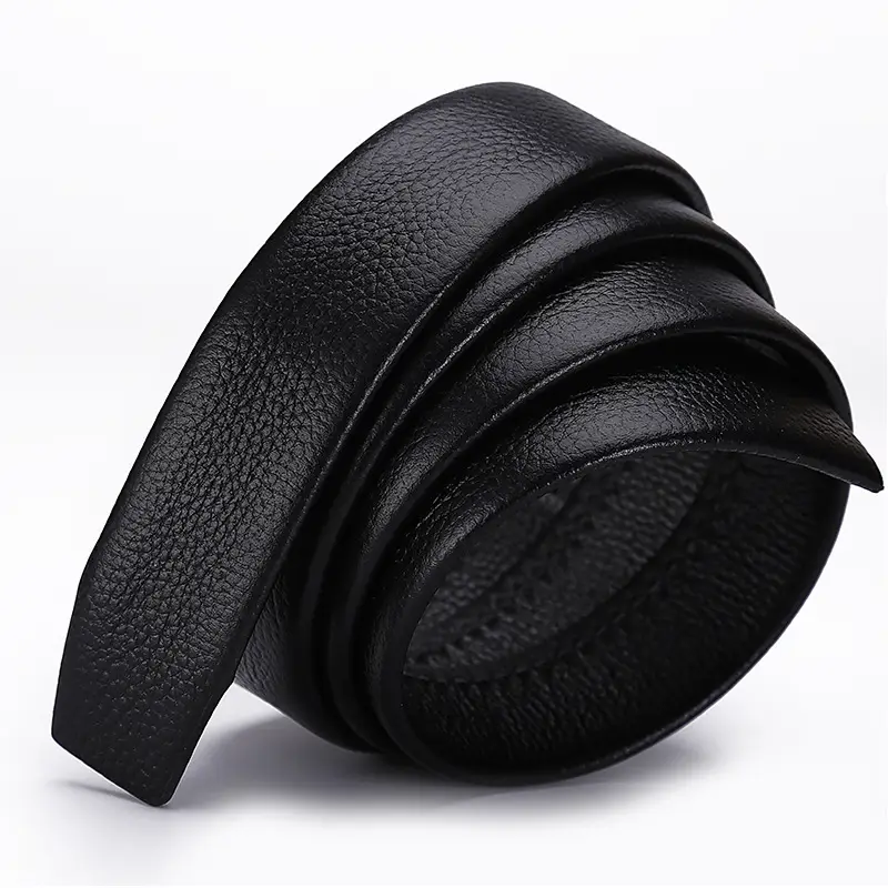 Men's Black Genuine Leather Litchi Belt - Image 5