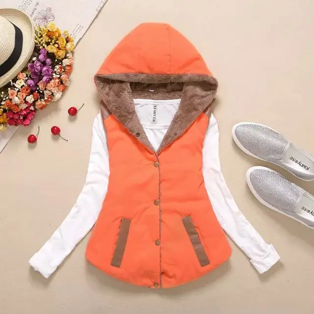 Women's Black Hooded Waistcoat Vest with Fleece Inner - Image 8
