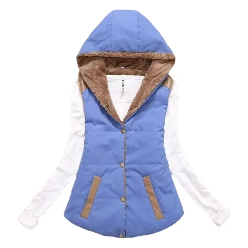 Women's Black Hooded Waistcoat Vest with Fleece Inner