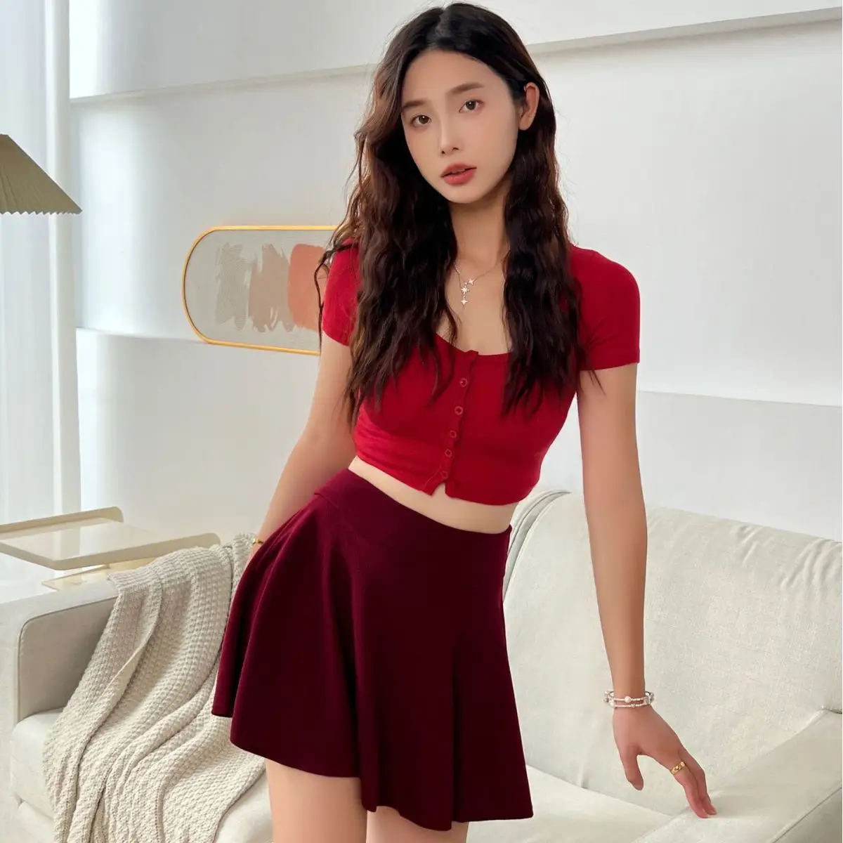Pink Korean Style Sun Dress for Women Large Size - Image 50