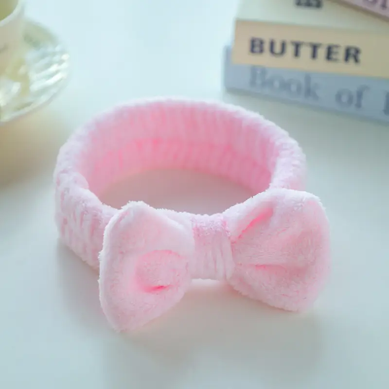 Plush Bow Headband for Makeup & Storage - Image 3