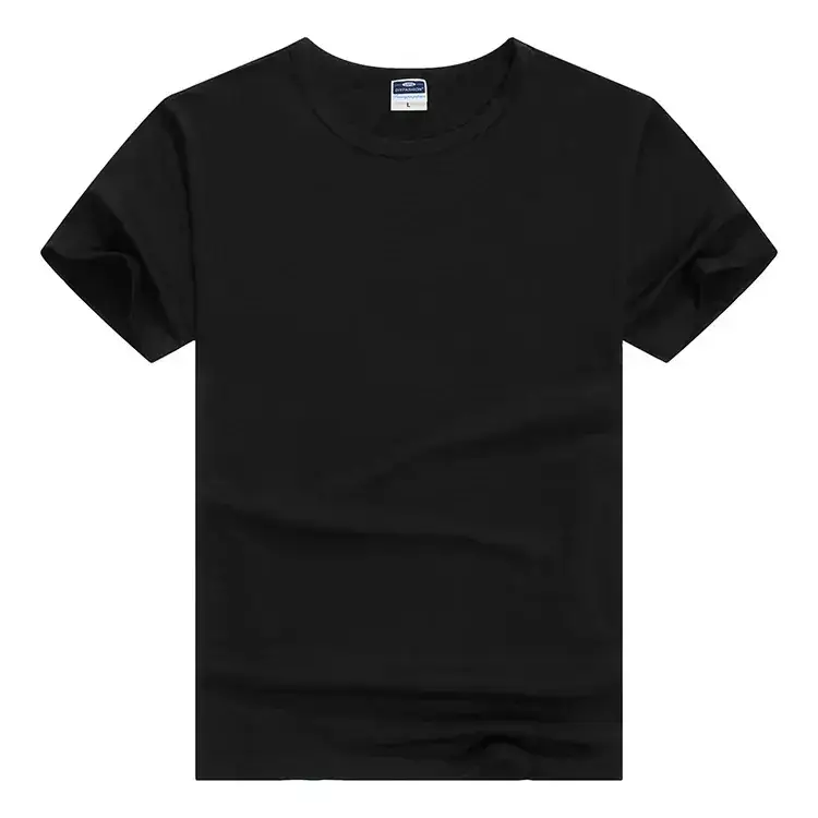 Spring Men's Black Modal T-Shirt Round Neck Blank