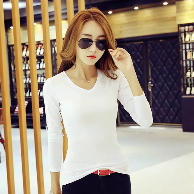 New Women's White Long Sleeve T-Shirt Korean Style - Image 6