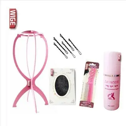 5 Set Pink Hair Net Wig Care Steel Combs