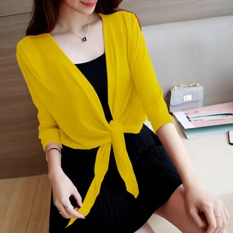 Red Knoted Blouse with Skirt Outer Wear