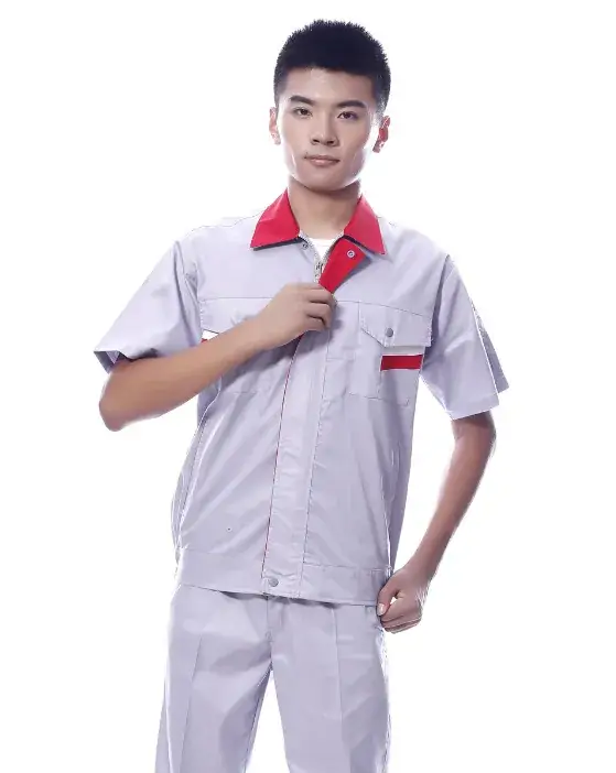 Women Light Blue Short Sleeve Work Uniform Shirt - Image 3
