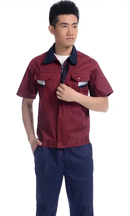 Women Light Blue Short Sleeve Work Uniform Shirt - Image 6