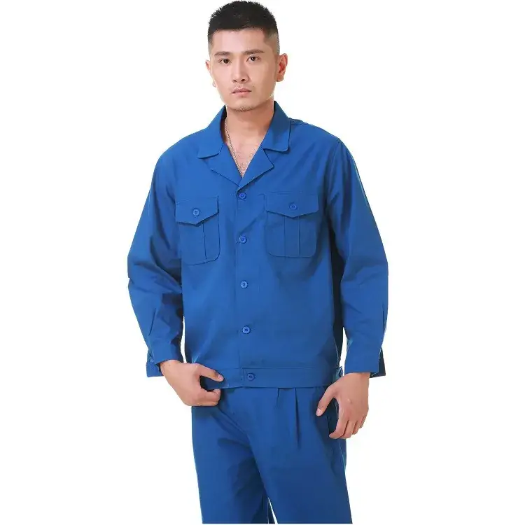 Men Blue Work Suit Thin Twill Long Sleeve - Image 5