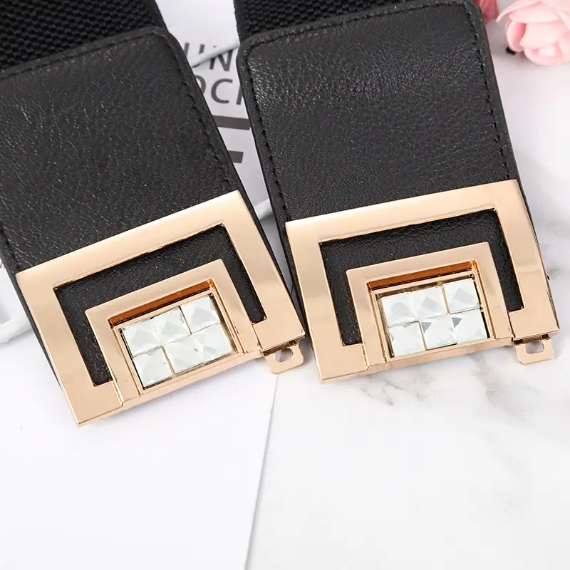 Women's Black Elastic Waist Cover Belt Jacket - Image 3