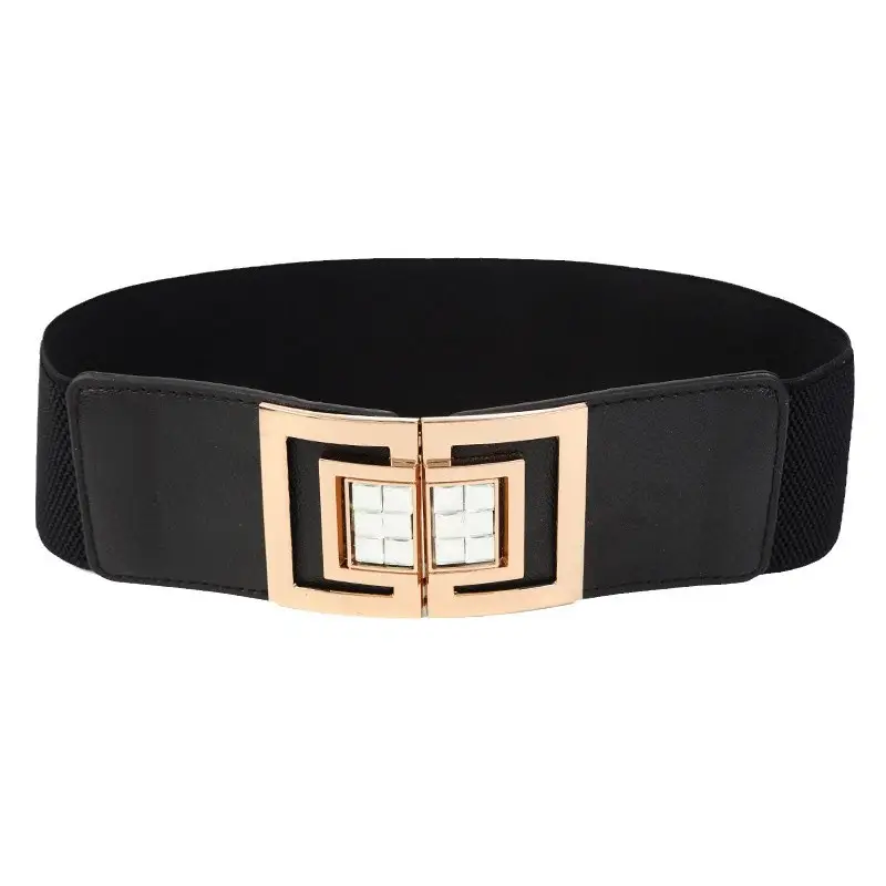 Women's Black Elastic Waist Cover Belt Jacket - Image 5