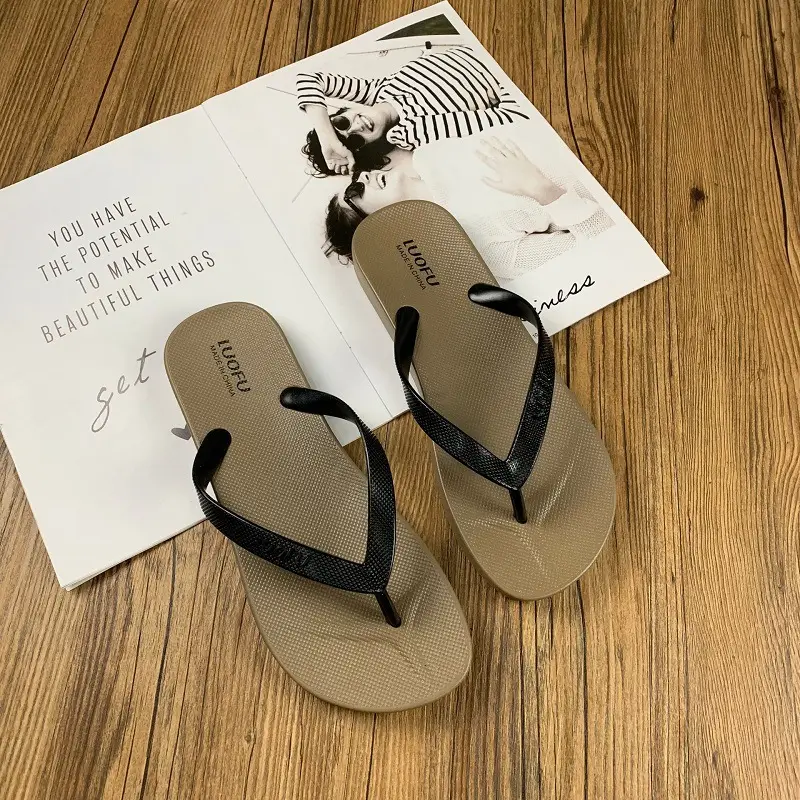 New LUOFU Men's Red Rubber Flip Flops