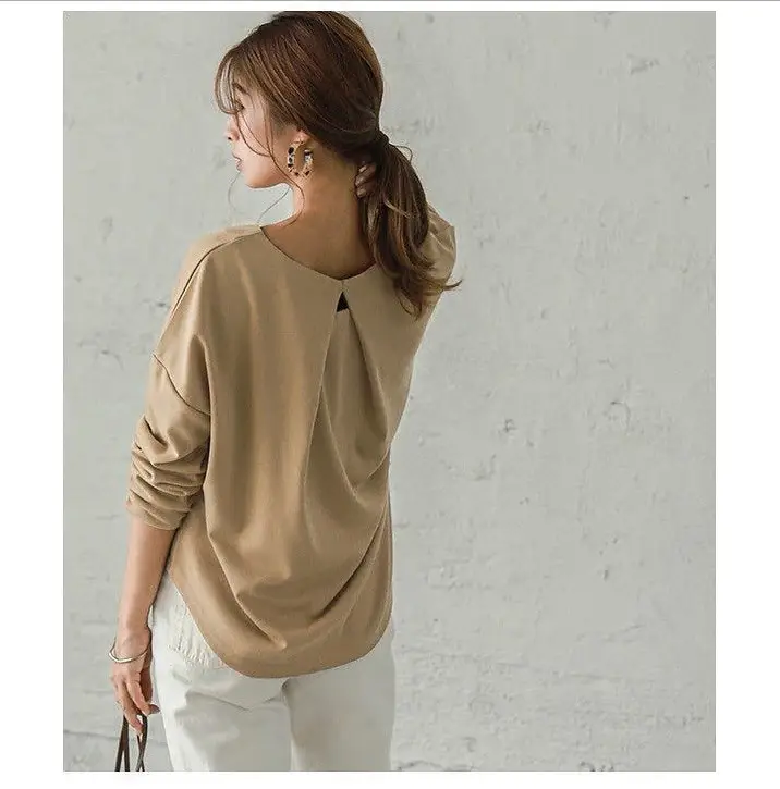 Women's Loose T-Shirt Tan Machine Washable - Image 11