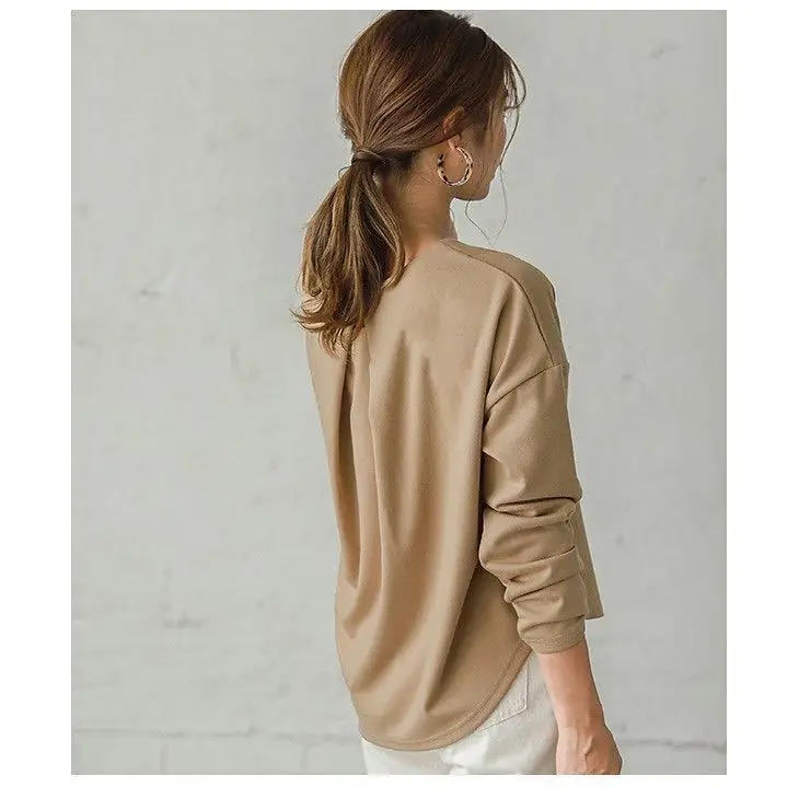 Women's Loose T-Shirt Tan Machine Washable — feature 6