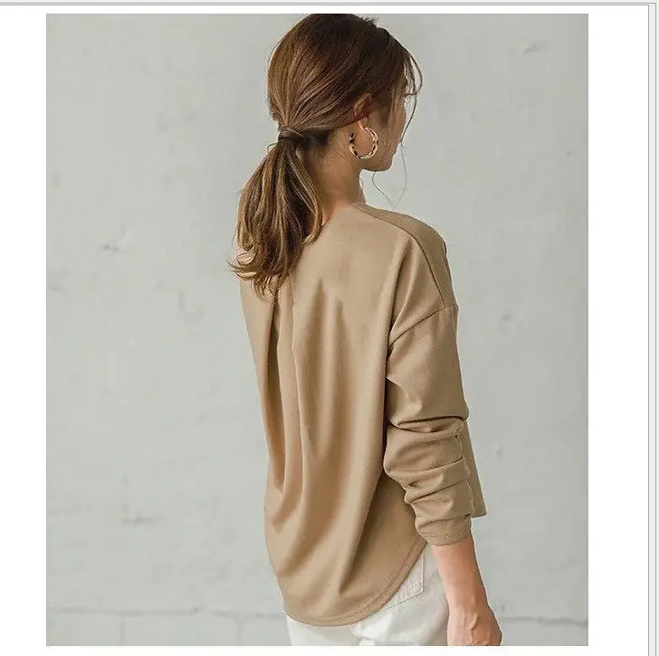 Women's Loose T-Shirt Tan Machine Washable - Image 7