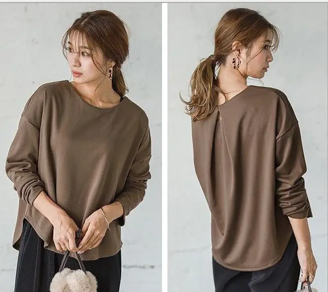 Women's Loose T-Shirt Tan Machine Washable - Image 8