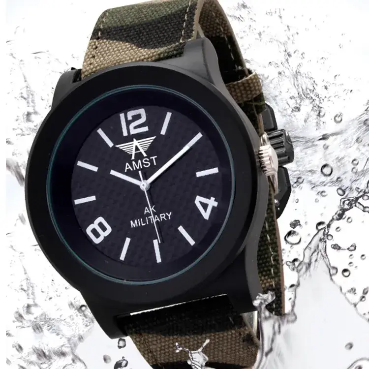 Amist Retro Military Watch White Strap Quartz Movement