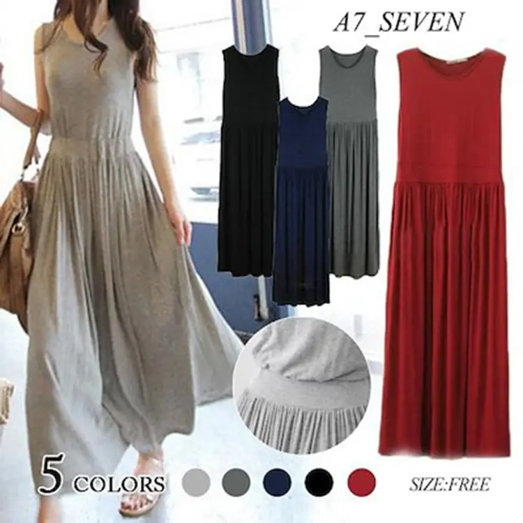 Modal Long Skirt Vest Dress with Fold Pleats - Image 6