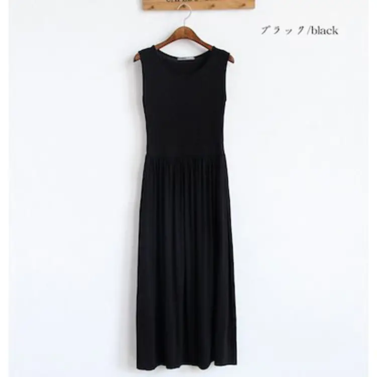 Modal Long Skirt Vest Dress with Fold Pleats - Image 7