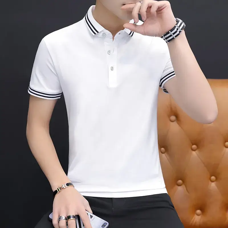 Men's White Polo T-Shirt Slim Fit Half Sleeve