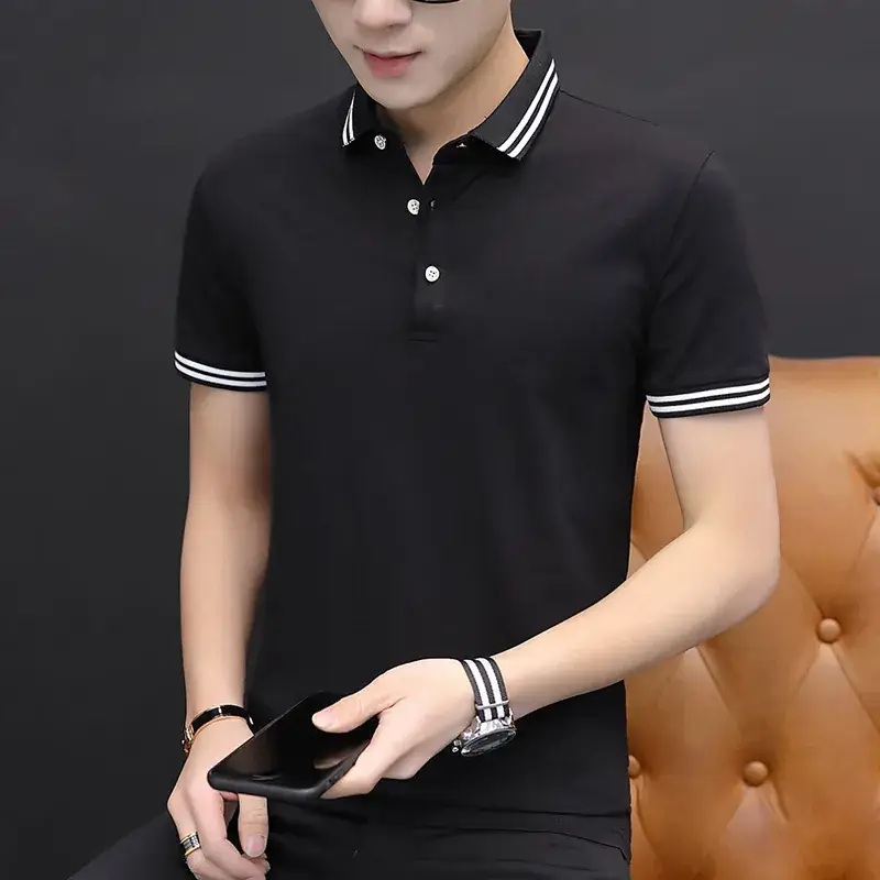 Men's White Polo T-Shirt Slim Fit Half Sleeve - Image 3
