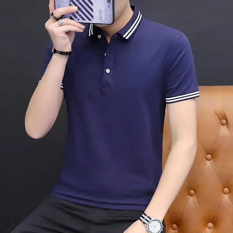 Men's White Polo T-Shirt Slim Fit Half Sleeve - Image 5