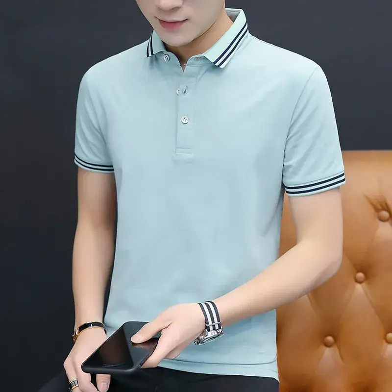 Men's White Polo T-Shirt Slim Fit Half Sleeve - Image 6
