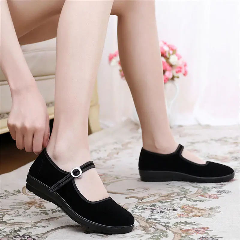Women's Black Flat Heel Work Shoes with Soft Sole - Image 5