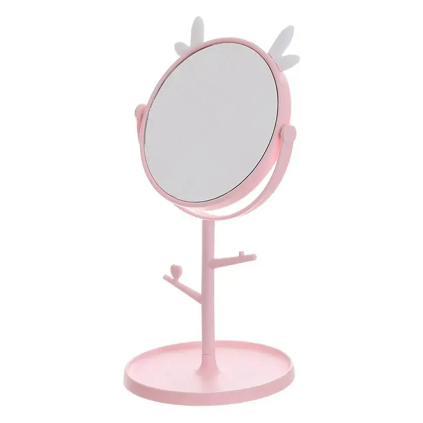 Pink Cat Ear Makeup Mirror for Girls Desktop