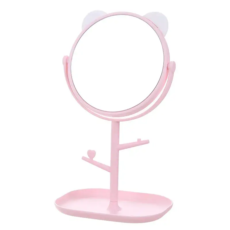 Pink Cat Ear Makeup Mirror for Girls Desktop - Image 2