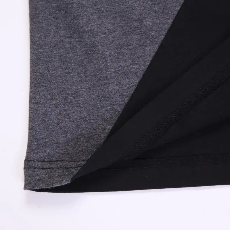 Men V-Neck Cotton T-Shirt Black Grey Large - Image 6