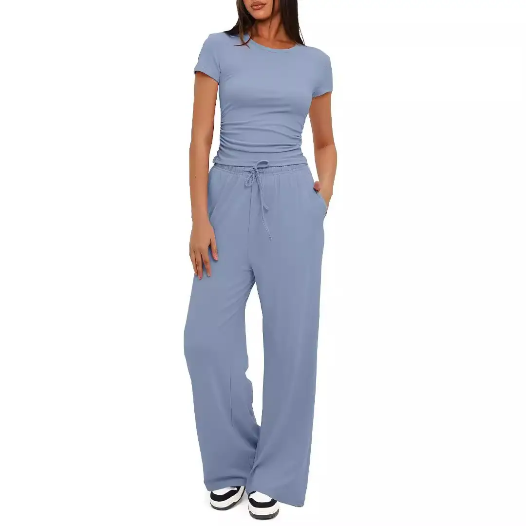 2024 Women Grey Pleated 2-Piece Casual Suit - Image 9
