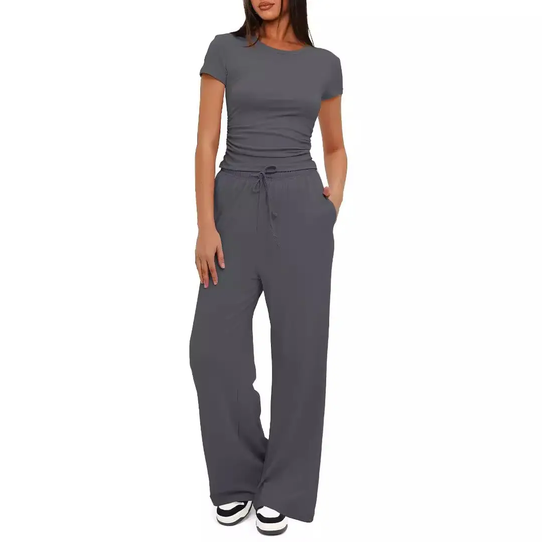2024 Women Grey Pleated 2-Piece Casual Suit - Image 10