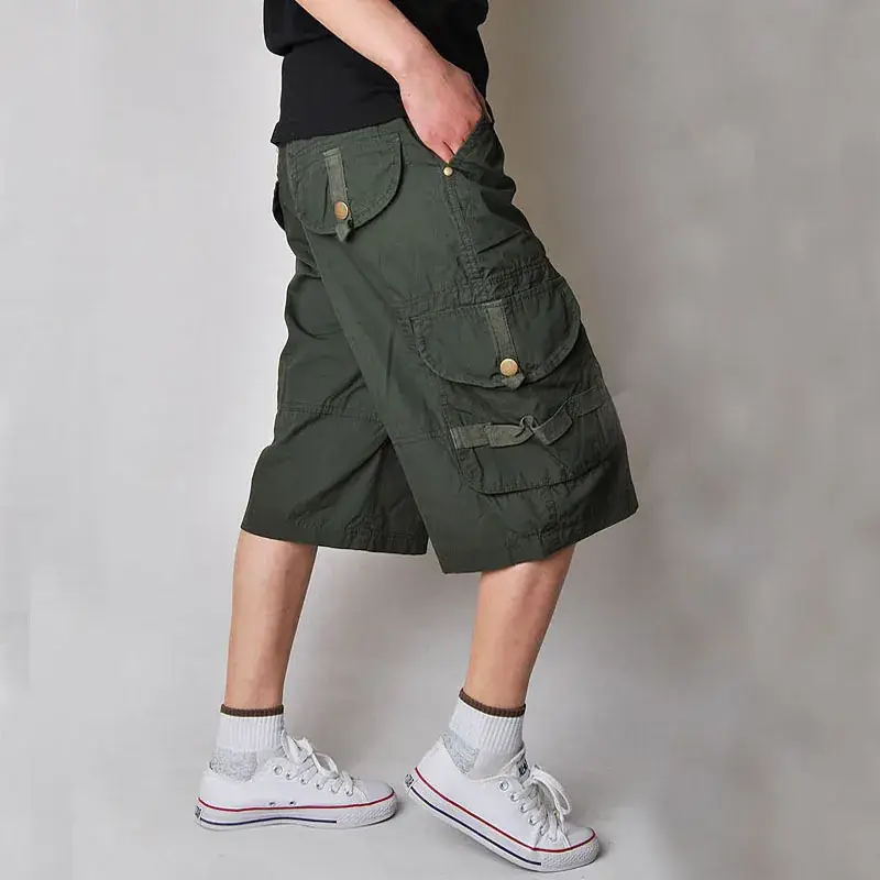 Clearance Multi-Pocket Loose Mid-Pants European-Size Large-Size - Image 2