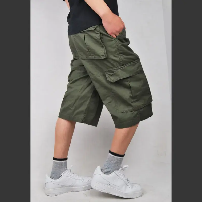 Men's Pure Cotton Multi-Pocket Cargo Shorts Yellow - Image 3
