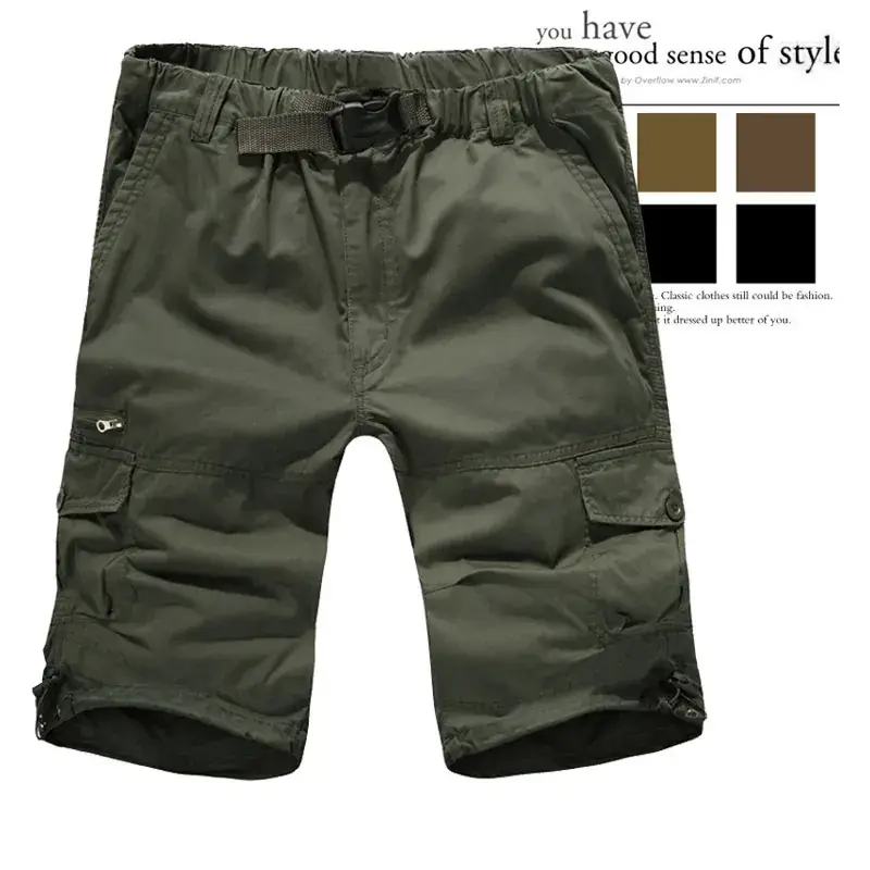 Men's Pure Cotton Multi-Pocket Shorts Large - Image 2