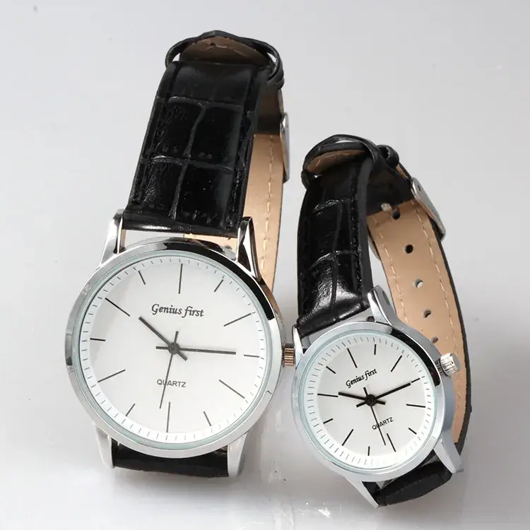 Cross-Border Alloy Couple Watches with Leather Straps - Image 7