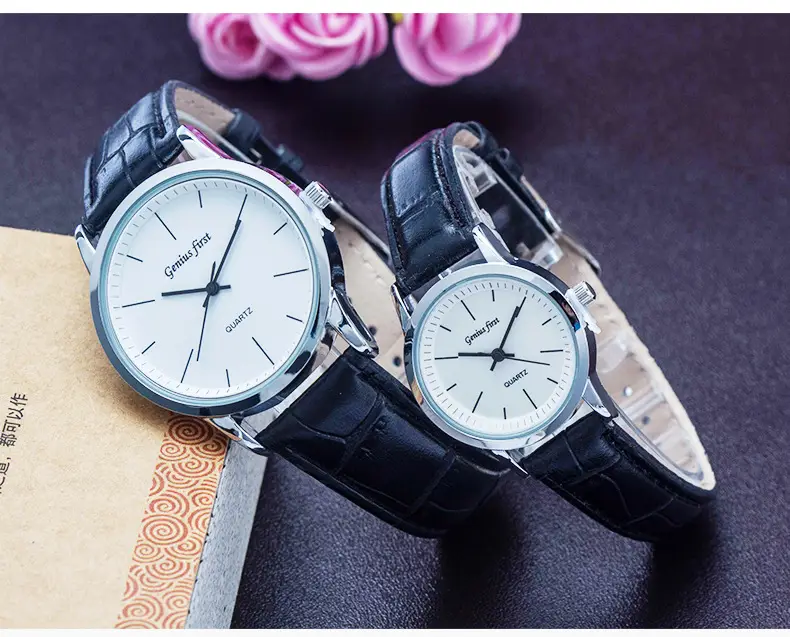 Cross-Border Alloy Couple Watches with Leather Straps — feature 12