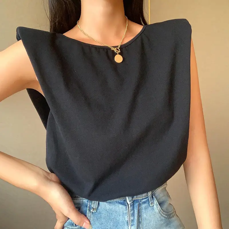 Women's 2021 Shoulder Backless T-Shirt Black - Image 9