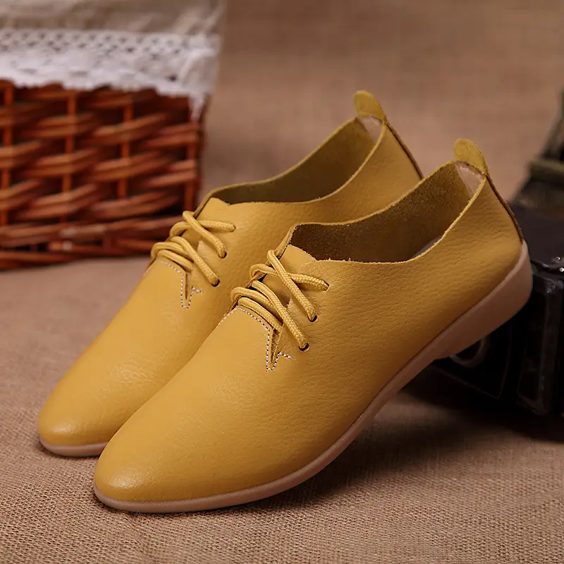 White Lace-Up Flat Shoes for Women Student Nurse Casual Wear
