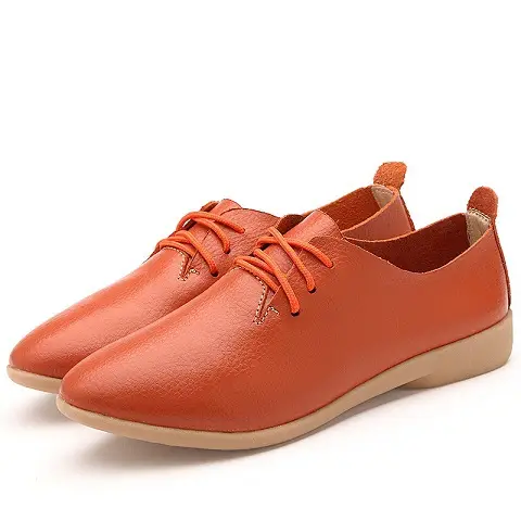 White Lace-Up Flat Shoes for Women Student Nurse Casual Wear
