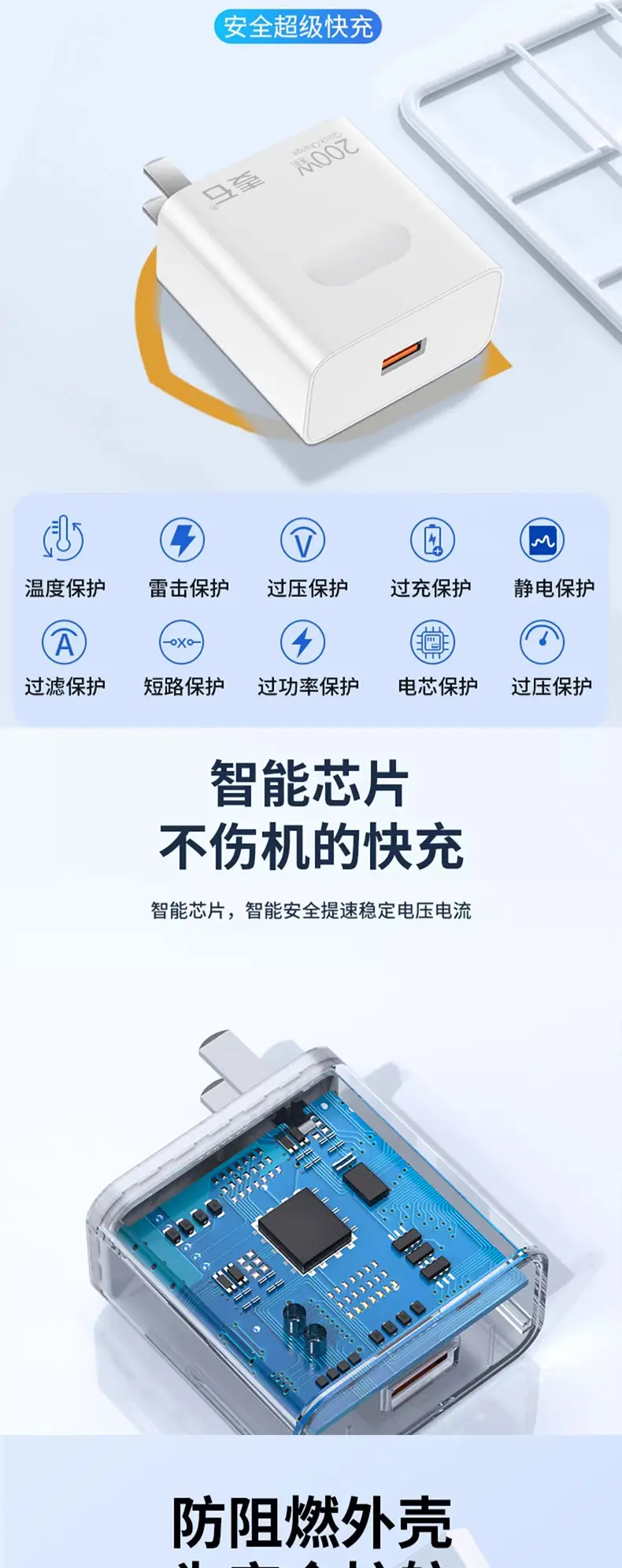 USB 200W Universal Fast Charging Head for Android & Apple — feature 4