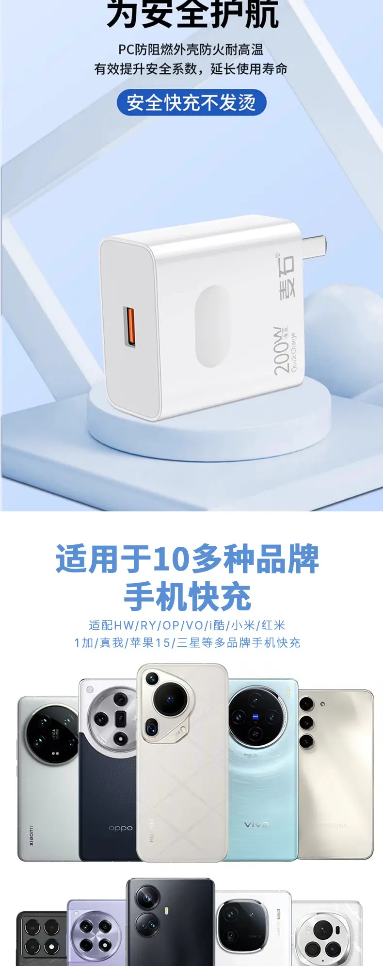 USB 200W Universal Fast Charging Head for Android & Apple — feature 5
