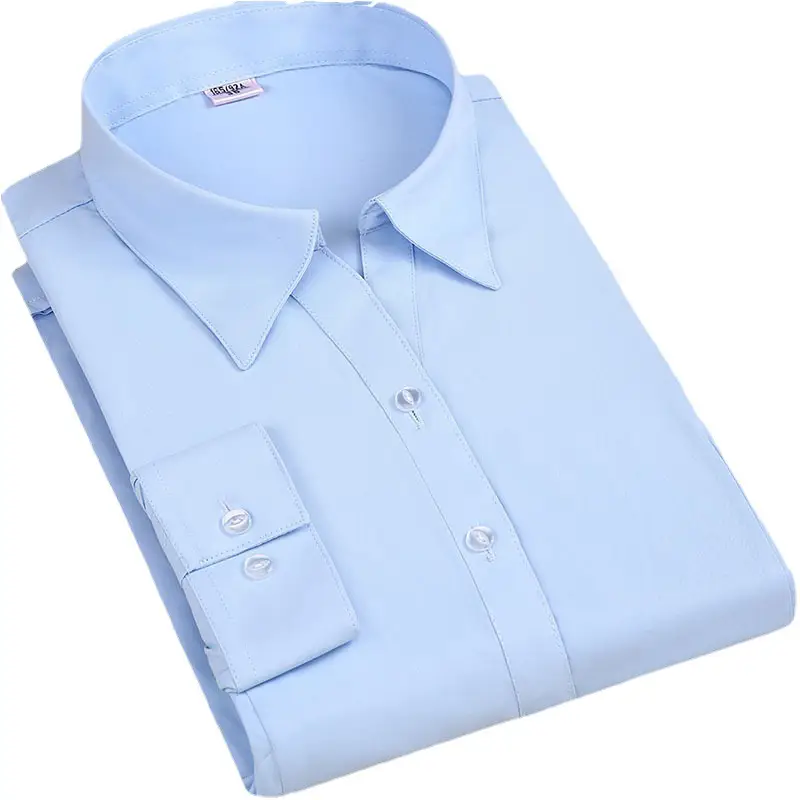Men Blue Slim Fit Business Shirt Long Sleeve - Image 25