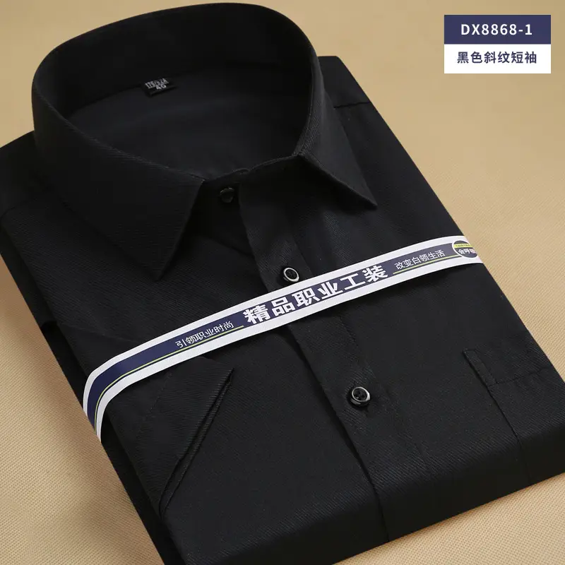 Men Blue Slim Fit Business Shirt Long Sleeve - Image 13