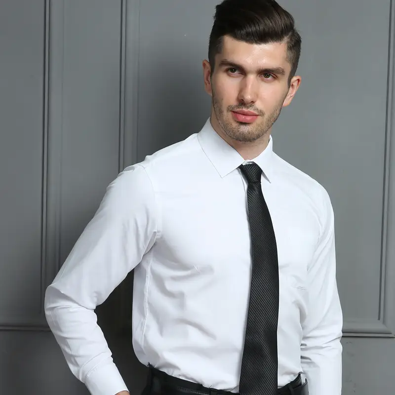 Men Blue Slim Fit Business Shirt Long Sleeve - Image 2