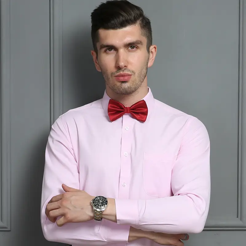 Men Blue Slim Fit Business Shirt Long Sleeve - Image 7