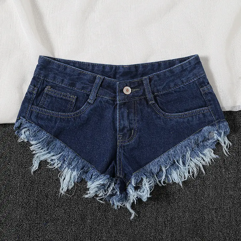 Han Meier 2025 Low Waist Whiskered Denim Shorts Black - Image 7