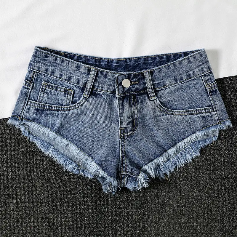 Han Meier 2025 Low Waist Whiskered Denim Shorts Black - Image 8