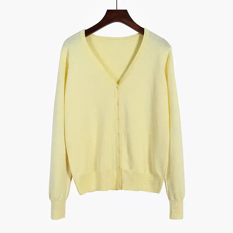 Pink V-Neck Knit Cardigan Women Long Sleeve - Image 16