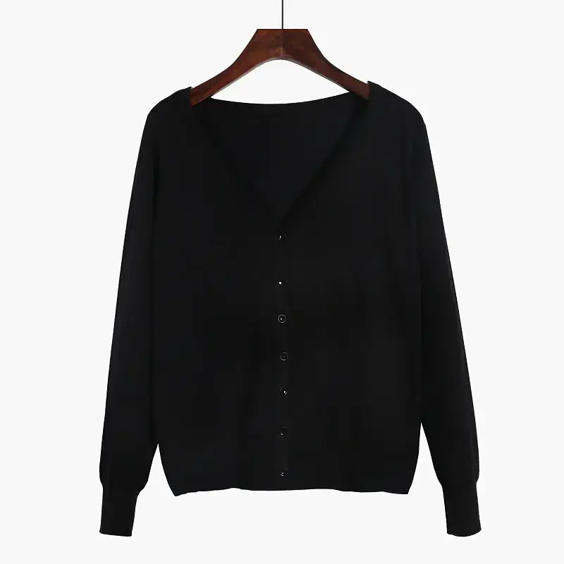Pink V-Neck Knit Cardigan Women Long Sleeve - Image 4